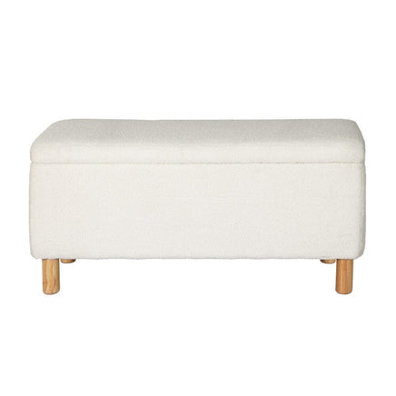 Artiss Storage Ottoman Blanket Box 99cm Teddy Fabric White Furniture Kings Warehouse