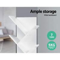 Artiss Tree Bookshelf 7 Tiers - ECHO White Furniture Kings Warehouse