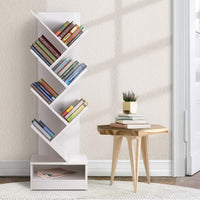 Artiss Tree Bookshelf 7 Tiers - ECHO White Furniture Kings Warehouse