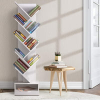 Artiss Tree Bookshelf 9 Tiers - ECHO White Furniture Kings Warehouse