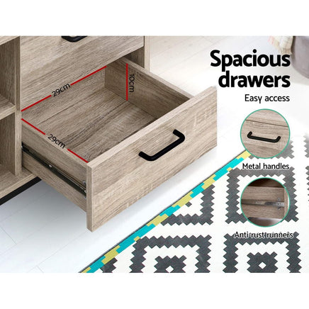 Artiss TV Cabinet Entertainment Unit 132cm Pine Tania Furniture Kings Warehouse