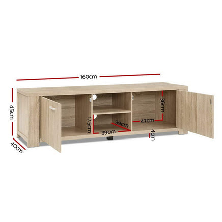 Artiss TV Cabinet Entertainment Unit 160cm Pine Maxi Furniture Kings Warehouse