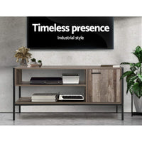 Artiss TV Cabinet Entertainment Unit Stand Storage Wood Industrial Rustic 124cm Furniture Kings Warehouse