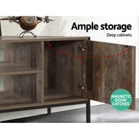 Artiss TV Cabinet Entertainment Unit Stand Storage Wood Industrial Rustic 124cm Furniture Kings Warehouse