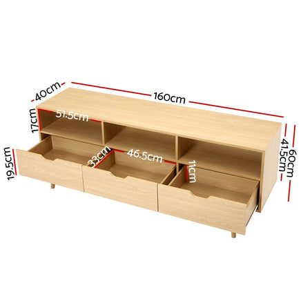 Artiss Wooden Scandinavian Entertainment Unit - Natural Furniture Kings Warehouse