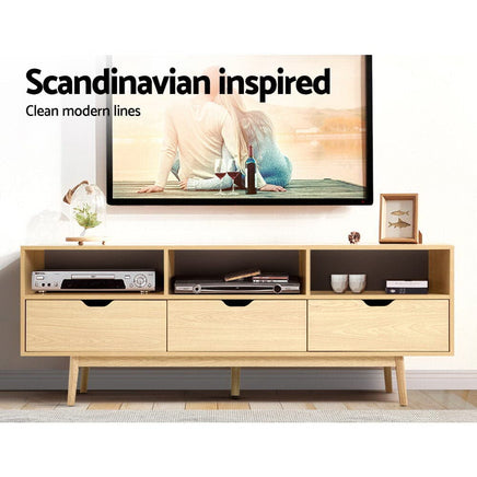 Artiss Wooden Scandinavian Entertainment Unit - Natural Furniture Kings Warehouse