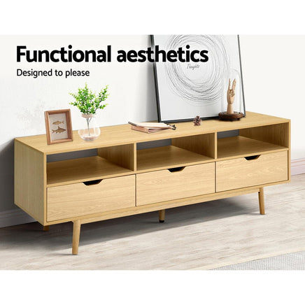 Artiss Wooden Scandinavian Entertainment Unit - Natural Furniture Kings Warehouse