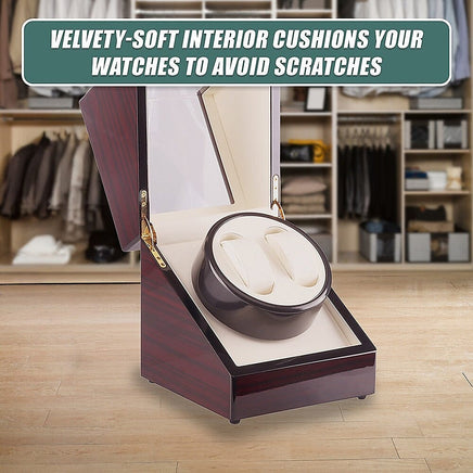 Automatic Dual Watch Winder Wood Display Box Case Motor Rotation Storage Home & Garden Kings Warehouse