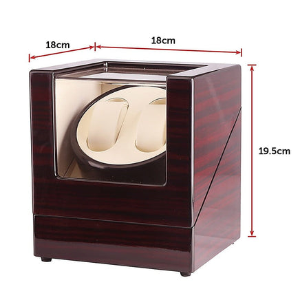 Automatic Dual Watch Winder Wood Display Box Case Motor Rotation Storage Home & Garden Kings Warehouse