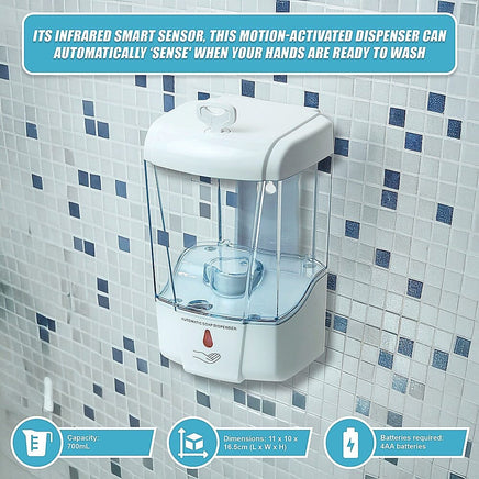 Automatic Liquid Soap/Alcohol Sanitizer Dispenser 700ML Hands-Free Sensor Wall Home & Garden Kings Warehouse