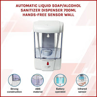Automatic Liquid Soap/Alcohol Sanitizer Dispenser 700ML Hands-Free Sensor Wall Home & Garden Kings Warehouse