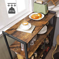 Baker's Rack with 2 Metal Mesh Baskets, Shelves and Hooks, 80 x 35 x 95 cm, Industrial Style, Rustic Brown Furniture Kings Warehouse