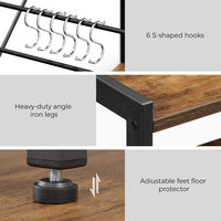 Baker's Rack with 2 Metal Mesh Baskets, Shelves and Hooks, 80 x 35 x 95 cm, Industrial Style, Rustic Brown Furniture Kings Warehouse