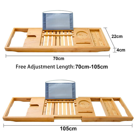 Bamboo Bathtub Bath tub Tray Table Caddy Tray Cellphone,Book,Tray Wineglass Holder Kings Warehouse