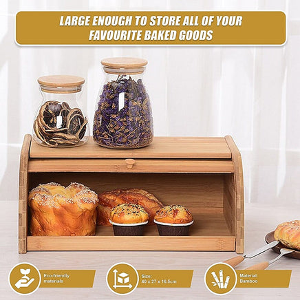Bamboo Bread Bin Storage Box Kitchen Loaf Pastry Container Home & Garden Kings Warehouse