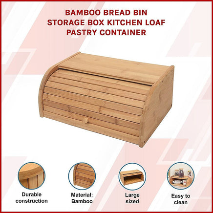 Bamboo Bread Bin Storage Box Kitchen Loaf Pastry Container Home & Garden Kings Warehouse