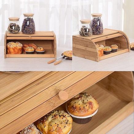 Bamboo Bread Bin Storage Box Kitchen Loaf Pastry Container Home & Garden Kings Warehouse