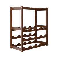 Bamboo Wine Rack Free Standing 15 Bottles with 6 Glasses Holder Storage in Dark Brown Furniture Kings Warehouse