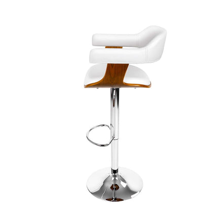 Bar Stools Gas Lift Leather w/Armrest White Furniture Kings Warehouse