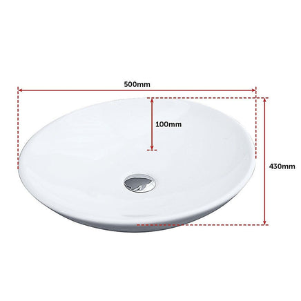Bathroom Ceramic Oval Above Countertop Basin for Vanity Kings Warehouse