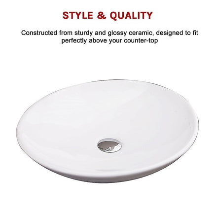Bathroom Ceramic Oval Above Countertop Basin for Vanity Kings Warehouse