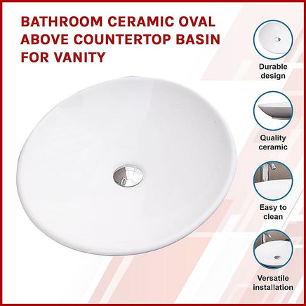 Bathroom Ceramic Oval Above Countertop Basin for Vanity Kings Warehouse