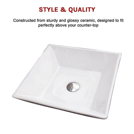 Bathroom Ceramic Rectangular Above Countertop Basin for Vanity Kings Warehouse