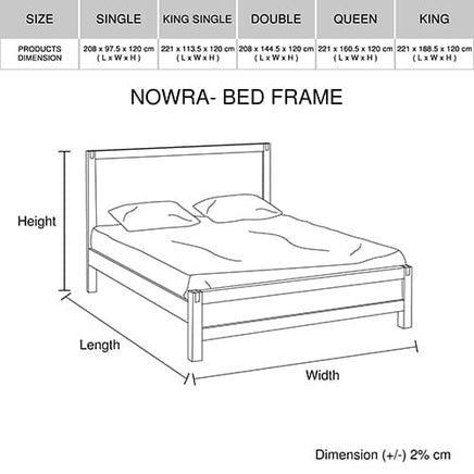 Bed Frame King Single Size in Solid Wood Veneered Acacia Bedroom Timber Slat in Oak Furniture Kings Warehouse