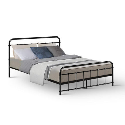 Bed Frame Metal Bed Frame LEO - Double (Black) Furniture Kings Warehouse