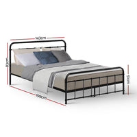 Bed Frame Metal Bed Frame LEO - Double (Black) Furniture Kings Warehouse