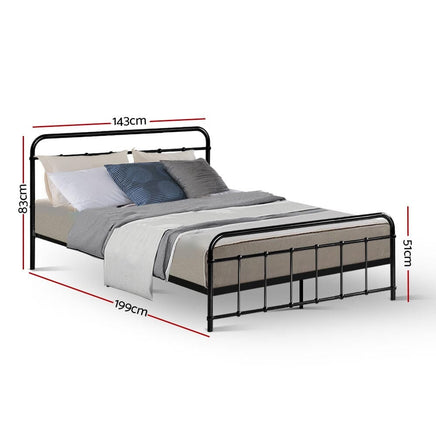 Bed Frame Metal Bed Frame LEO - Double (Black) Furniture Kings Warehouse