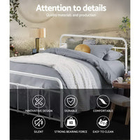 Bed Frame Metal Bed Frame LEO - Double (White) Furniture Kings Warehouse