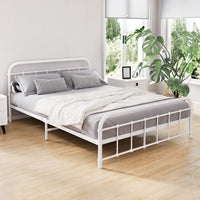 Bed Frame Metal Bed Frame LEO - Double (White) Furniture Kings Warehouse
