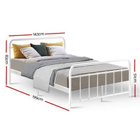 Bed Frame Metal Bed Frame LEO - Double (White) Furniture Kings Warehouse
