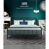 Bed Frame Metal Bed Frame LEO - Queen (Black) Furniture Kings Warehouse