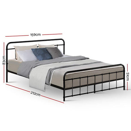 Bed Frame Metal Bed Frame LEO - Queen (Black) Furniture Kings Warehouse