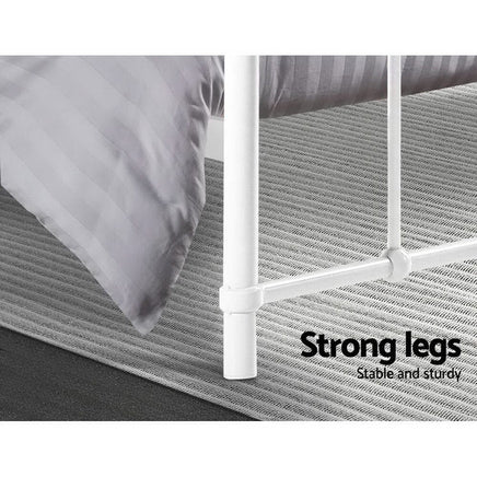 Bed Frame Metal Bed Frame LEO - Queen (White) Furniture Kings Warehouse