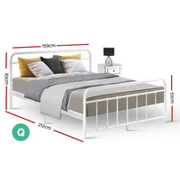 Bed Frame Metal Bed Frame LEO - Queen (White) Furniture Kings Warehouse