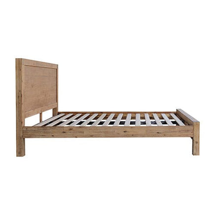 Bed Frame Queen Size in Solid Wood Veneered Acacia Bedroom Timber Slat in Oak Furniture Kings Warehouse