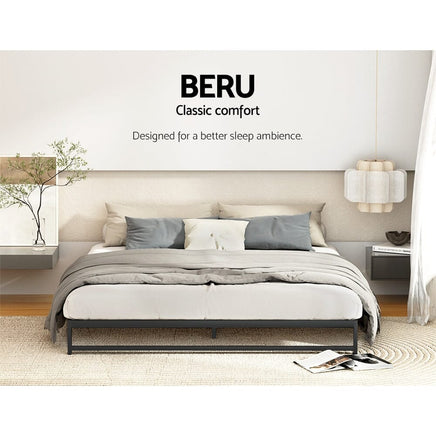 Bed Frame Queen Size Metal BERU Furniture Kings Warehouse