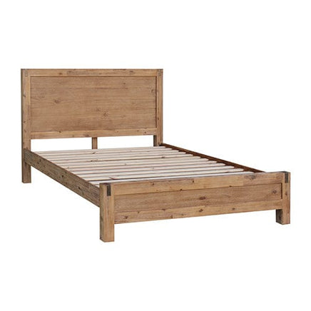 Bed Frame Single Size in Solid Wood Veneered Acacia Bedroom Timber Slat in Oak Furniture Kings Warehouse
