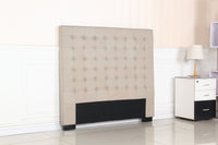Bed Head Double Beige Headboard Upholstery Fabric Tufted Buttons Furniture Kings Warehouse