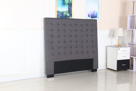 Bed Head Double Charcoal Headboard Upholstery Fabric Tufted Buttons Furniture Kings Warehouse