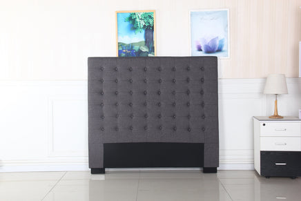 Bed Head Double Charcoal Headboard Upholstery Fabric Tufted Buttons Furniture Kings Warehouse