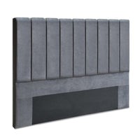 Bed Head Headboard King Velvet - VELA Grey Furniture Kings Warehouse
