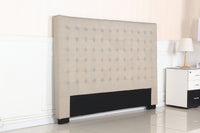 Bed Head King Beige Headboard Upholstery Fabric Tufted Buttons Furniture Kings Warehouse