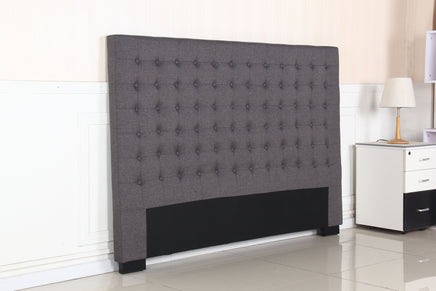 Bed Head King Charcoal Headboard Upholstery Fabric Tufted Buttons Furniture Kings Warehouse