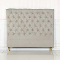 Bed Head King Size French Provincial Headboard Upholsterd Fabric Beige Furniture Kings Warehouse