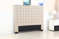 Bed Head Queen Beige Headboard Upholstery Fabric Tufted Buttons Furniture Kings Warehouse