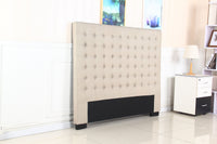 Bed Head Queen Beige Headboard Upholstery Fabric Tufted Buttons Furniture Kings Warehouse